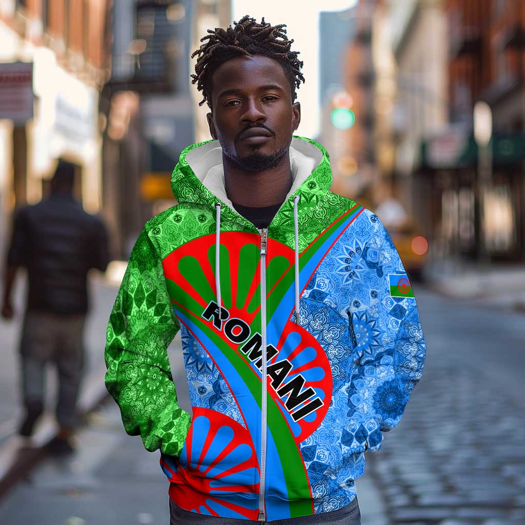 International Romani Day 2024 Zip Hoodie Gypsy Pattern Tribal