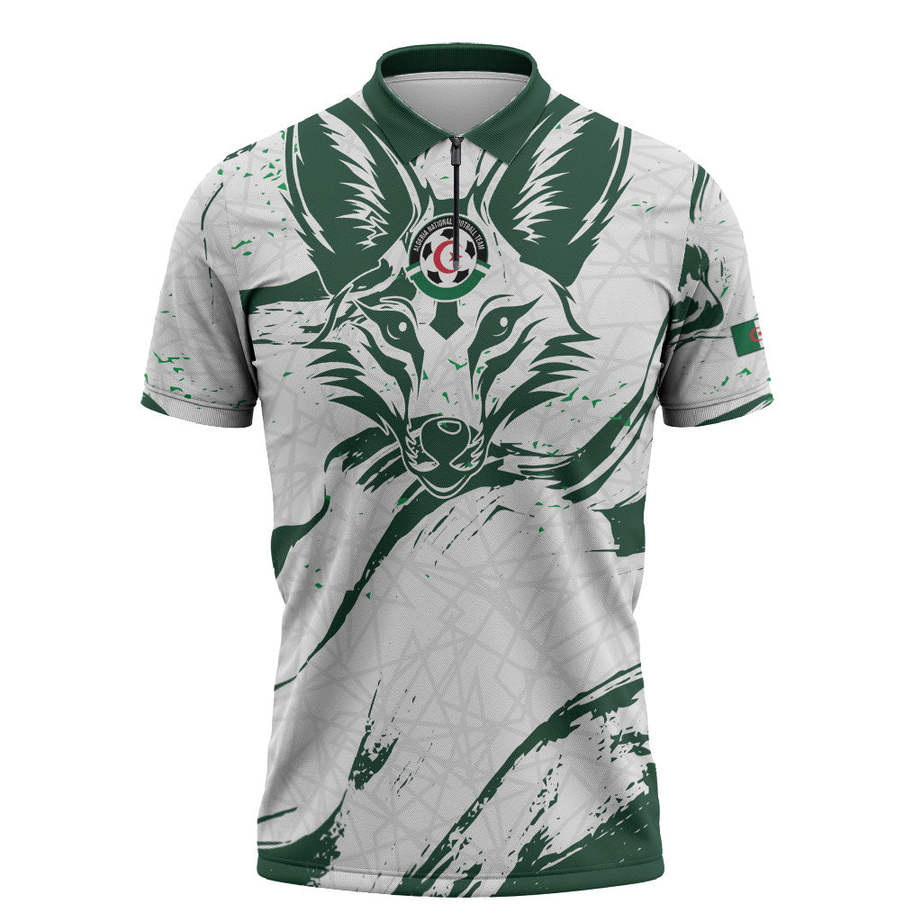 Custom Algeria 2026 World Football Zipper Polo Shirt Les Fennecs Come On