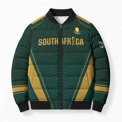 Custom South Africa 2026 World Football Bomber Puffer Jacket Bafana Bafana Woza