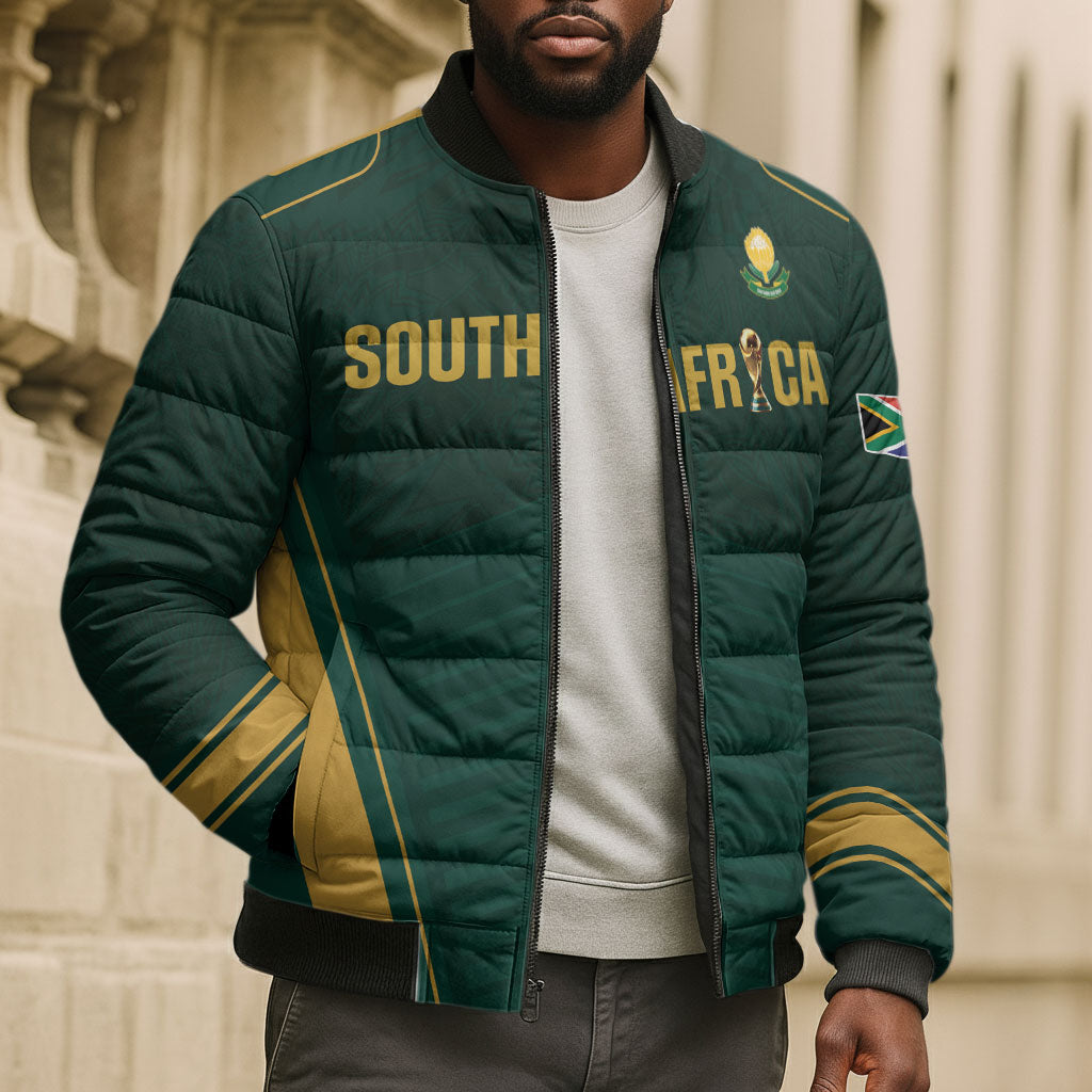 Custom South Africa 2026 World Football Bomber Puffer Jacket Bafana Bafana Woza