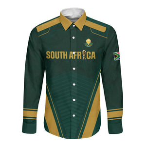 Custom South Africa 2026 World Football Long Sleeve Button Shirt Bafana Bafana Woza