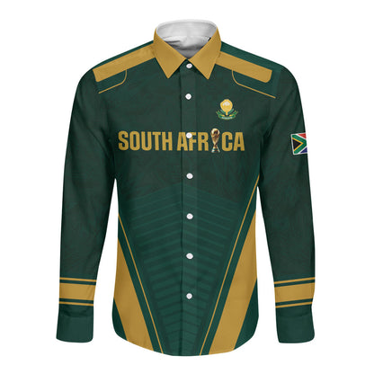 Custom South Africa 2026 World Football Long Sleeve Button Shirt Bafana Bafana Woza