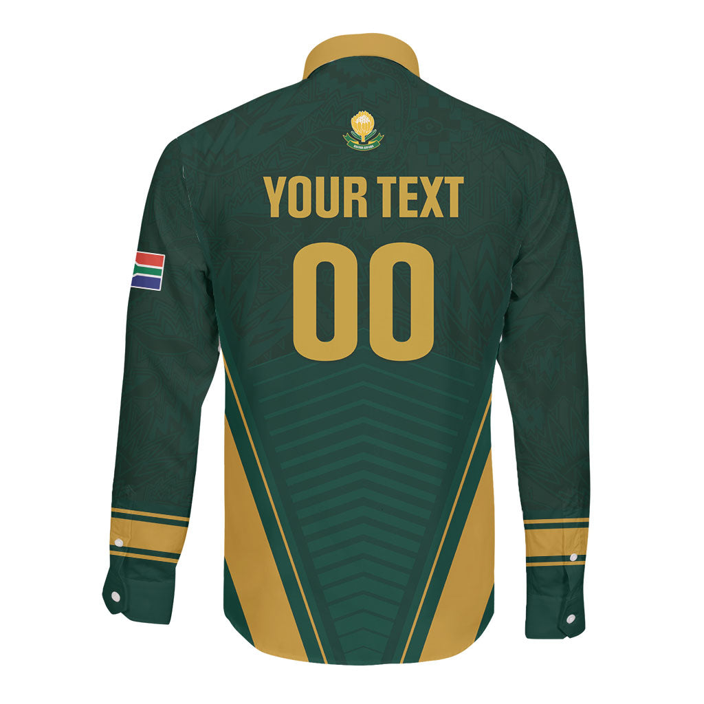 Custom South Africa 2026 World Football Long Sleeve Button Shirt Bafana Bafana Woza