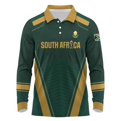 Custom South Africa 2026 World Football Long Sleeve Polo Shirt Bafana Bafana Woza