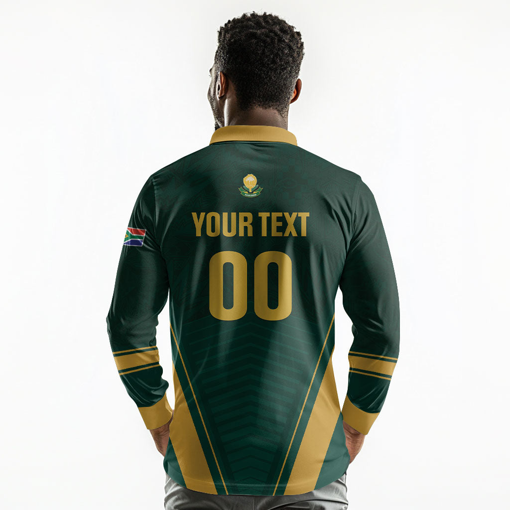 Custom South Africa 2026 World Football Long Sleeve Polo Shirt Bafana Bafana Woza