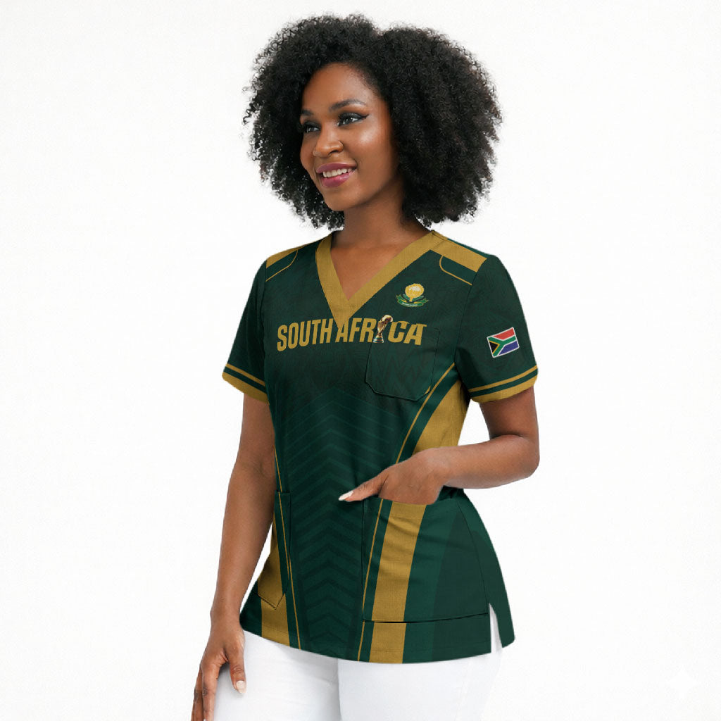 Custom South Africa 2026 World Football Scrub Top Bafana Bafana Woza