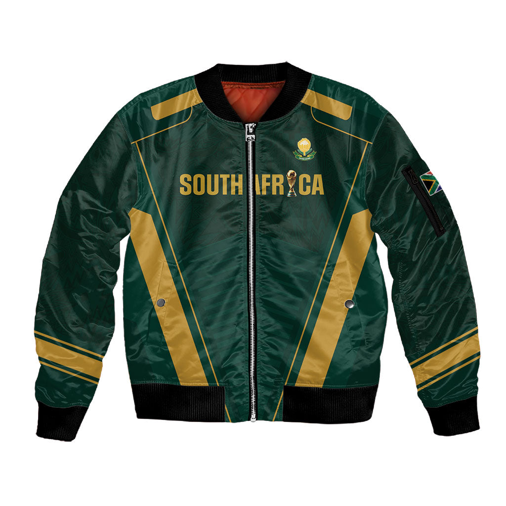 Custom South Africa 2026 World Football Sleeve Zip Bomber Jacket Bafana Bafana Woza