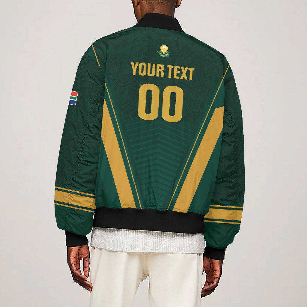 Custom South Africa 2026 World Football Sleeve Zip Bomber Jacket Bafana Bafana Woza