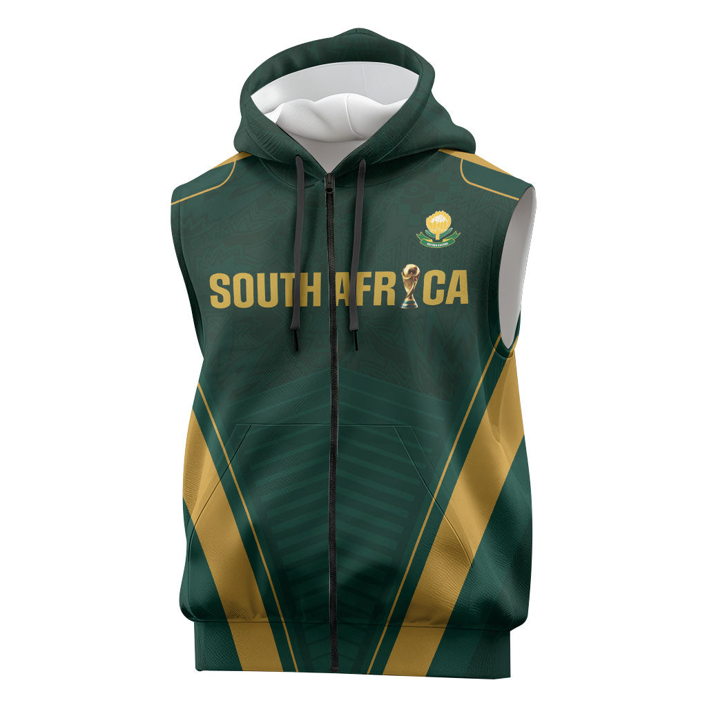 Custom South Africa 2026 World Football Sleeveless Zip Hoodie Bafana Bafana Woza
