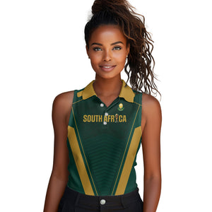 Custom South Africa 2026 World Football Women Sleeveless Polo Shirt Bafana Bafana Woza