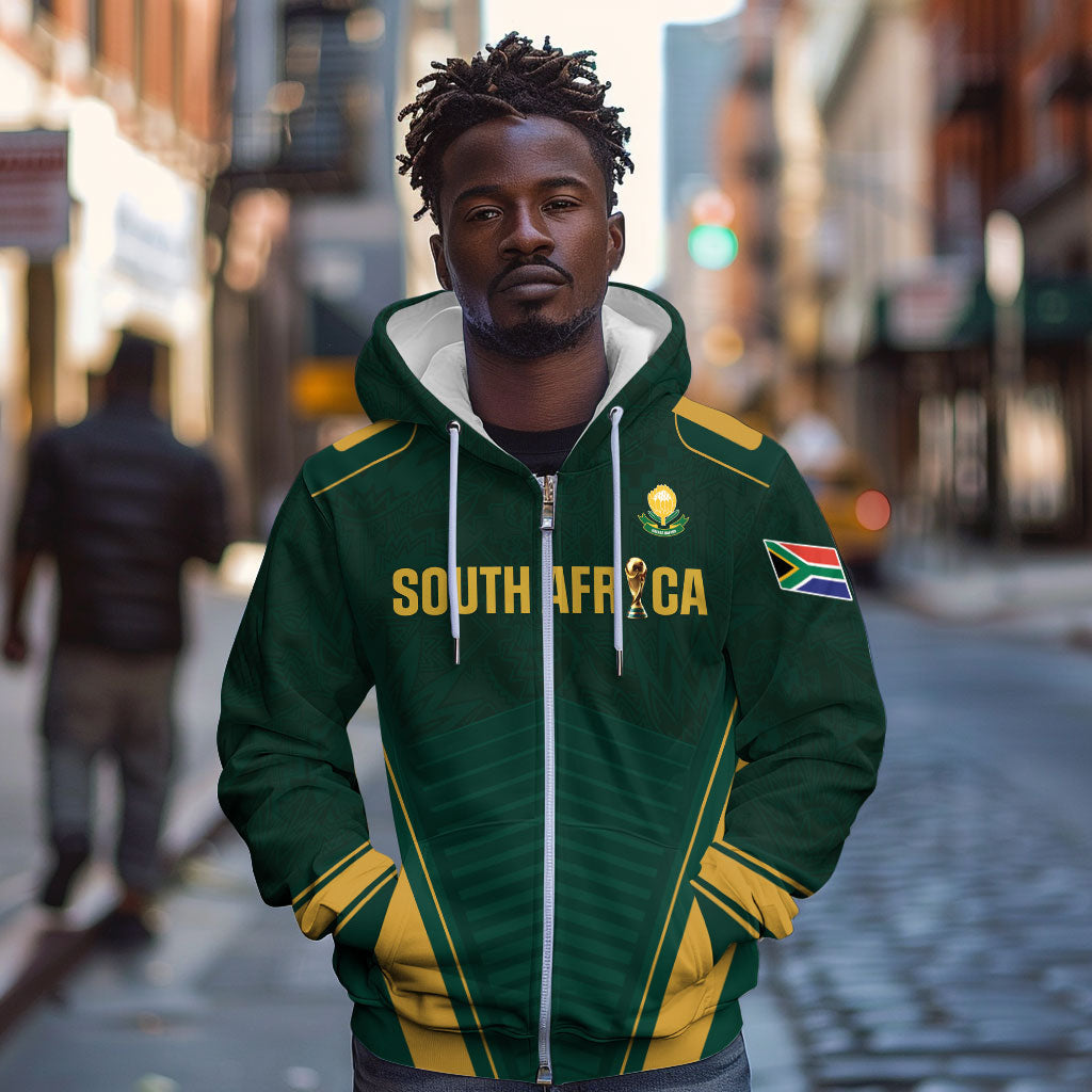 Custom South Africa 2026 World Football Zip Hoodie Bafana Bafana Woza