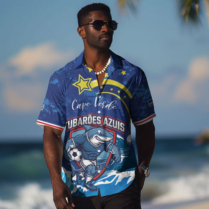 Custom Cape Verde 2026 World Football Hawaiian Shirt Blue Sharks Come On