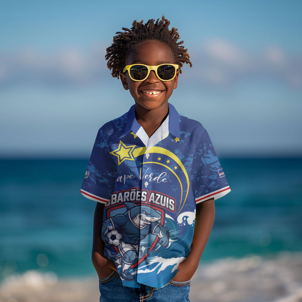 Custom Cape Verde 2026 World Football Kid Hawaiian Shirt Blue Sharks Come On