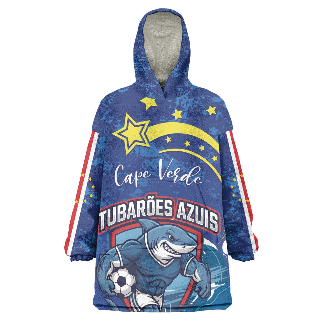 Custom Cape Verde 2026 World Football Kid Wearable Blanket Hoodie Blue Sharks Come On