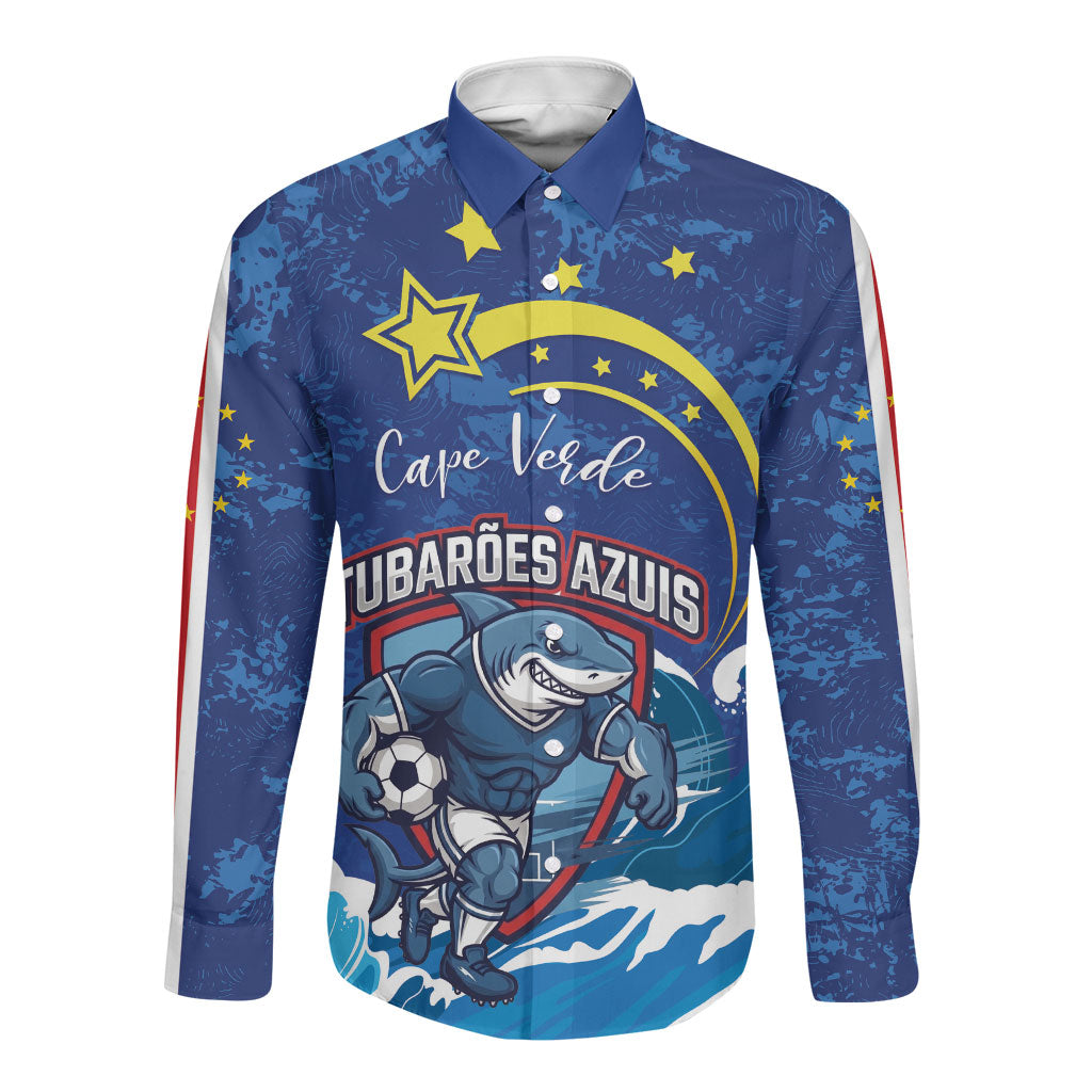 Custom Cape Verde 2026 World Football Long Sleeve Button Shirt Blue Sharks Come On