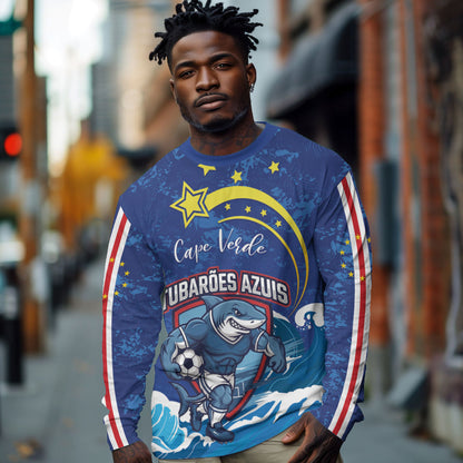 Custom Cape Verde 2026 World Football Long Sleeve Shirt Blue Sharks Come On