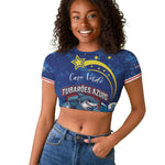 Custom Cape Verde 2026 World Football Raglan Cropped T shirt Blue Sharks Come On