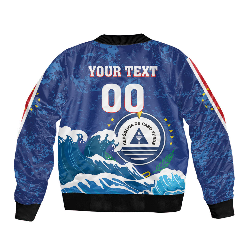 Custom Cape Verde 2026 World Football Sleeve Zip Bomber Jacket Blue Sharks Come On