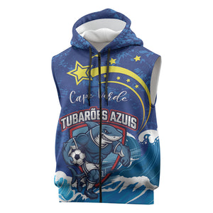 Custom Cape Verde 2026 World Football Sleeveless Zip Hoodie Blue Sharks Come On
