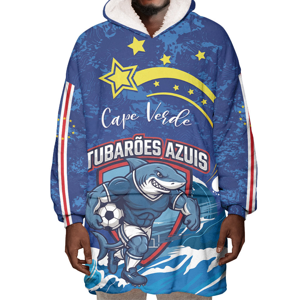 Custom Cape Verde 2026 World Football Wearable Blanket Hoodie Blue Sharks Come On
