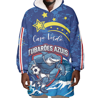 Custom Cape Verde 2026 World Football Wearable Blanket Hoodie Blue Sharks Come On