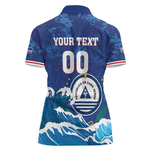 Custom Cape Verde 2026 World Football Women Polo Shirt Blue Sharks Come On