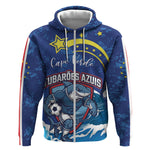 Custom Cape Verde 2026 World Football Zip Hoodie Blue Sharks Come On