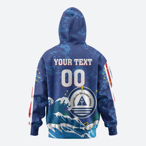 Custom Cape Verde 2026 World Football Zip Hoodie Blue Sharks Come On