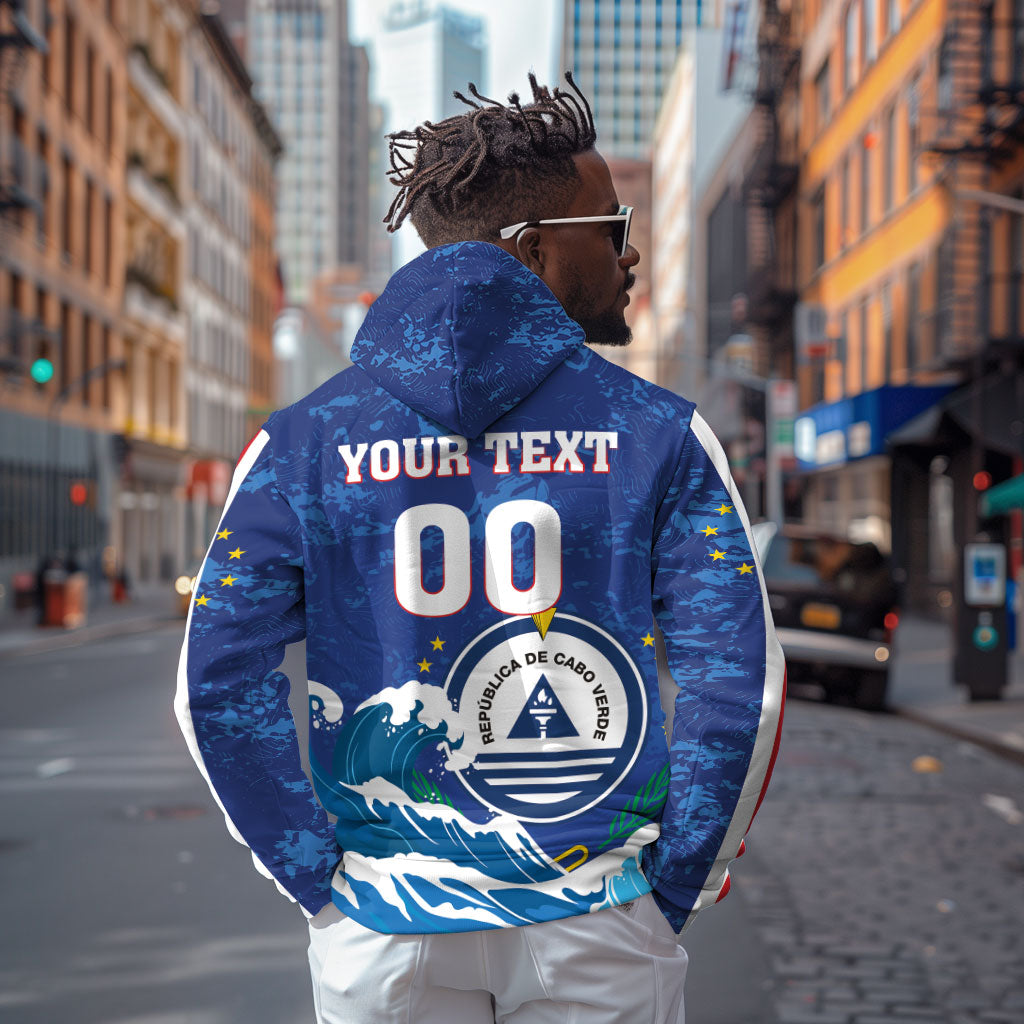 Custom Cape Verde 2026 World Football Zip Hoodie Blue Sharks Come On