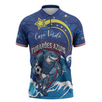 Custom Cape Verde 2026 World Football Zipper Polo Shirt Blue Sharks Come On