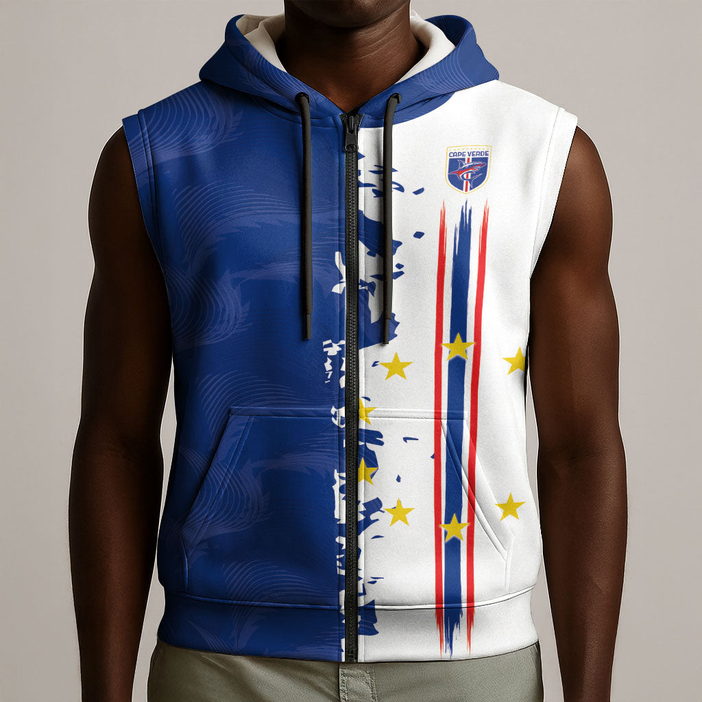 Personalized Cabo Verde 2026 Football Sleeveless Zip Hoodie Crioulos Make History