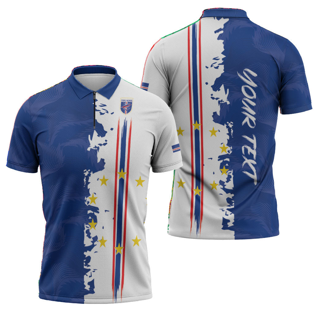 Personalized Cabo Verde 2026 Football Zipper Polo Shirt Crioulos Make History