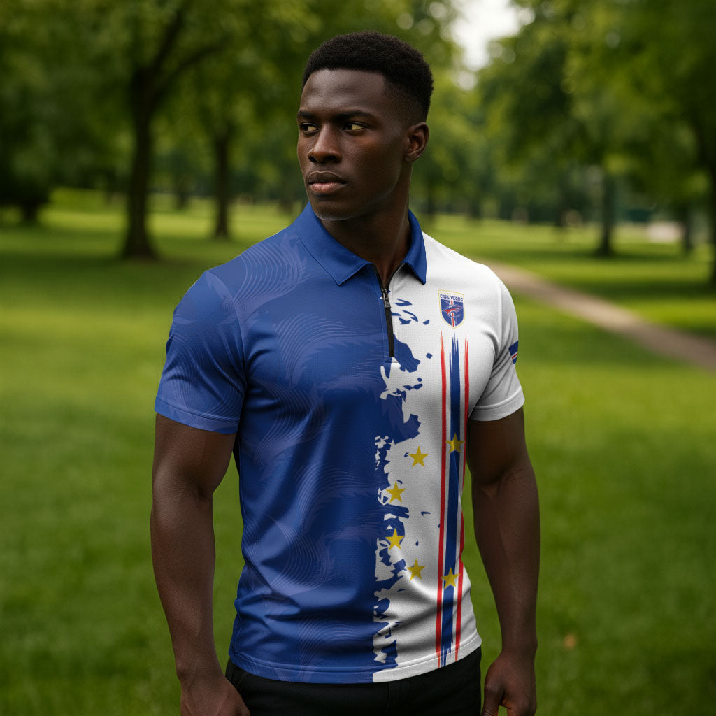 Personalized Cabo Verde 2026 Football Zipper Polo Shirt Crioulos Make History