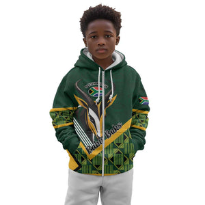 Custom Rugby South Africa Kid Hoodie Baby Boks Go Champions