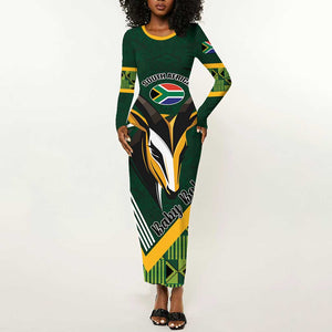 Custom Rugby South Africa Long Sleeve Bodycon Dress Baby Boks Go Champions