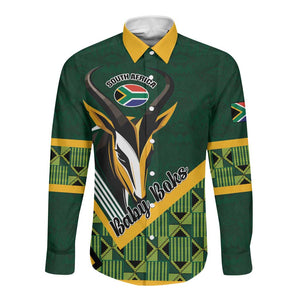 Custom Rugby South Africa Long Sleeve Button Shirt Baby Boks Go Champions