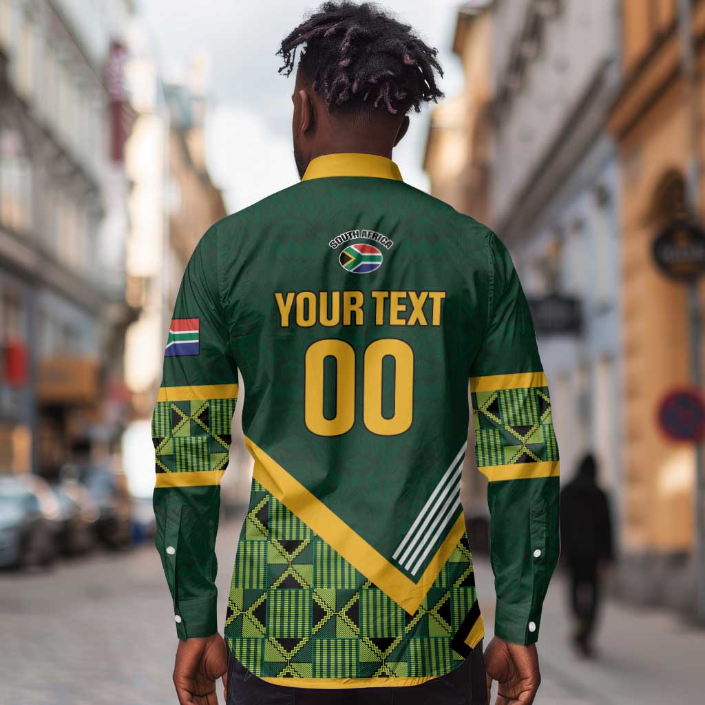Custom Rugby South Africa Long Sleeve Button Shirt Baby Boks Go Champions