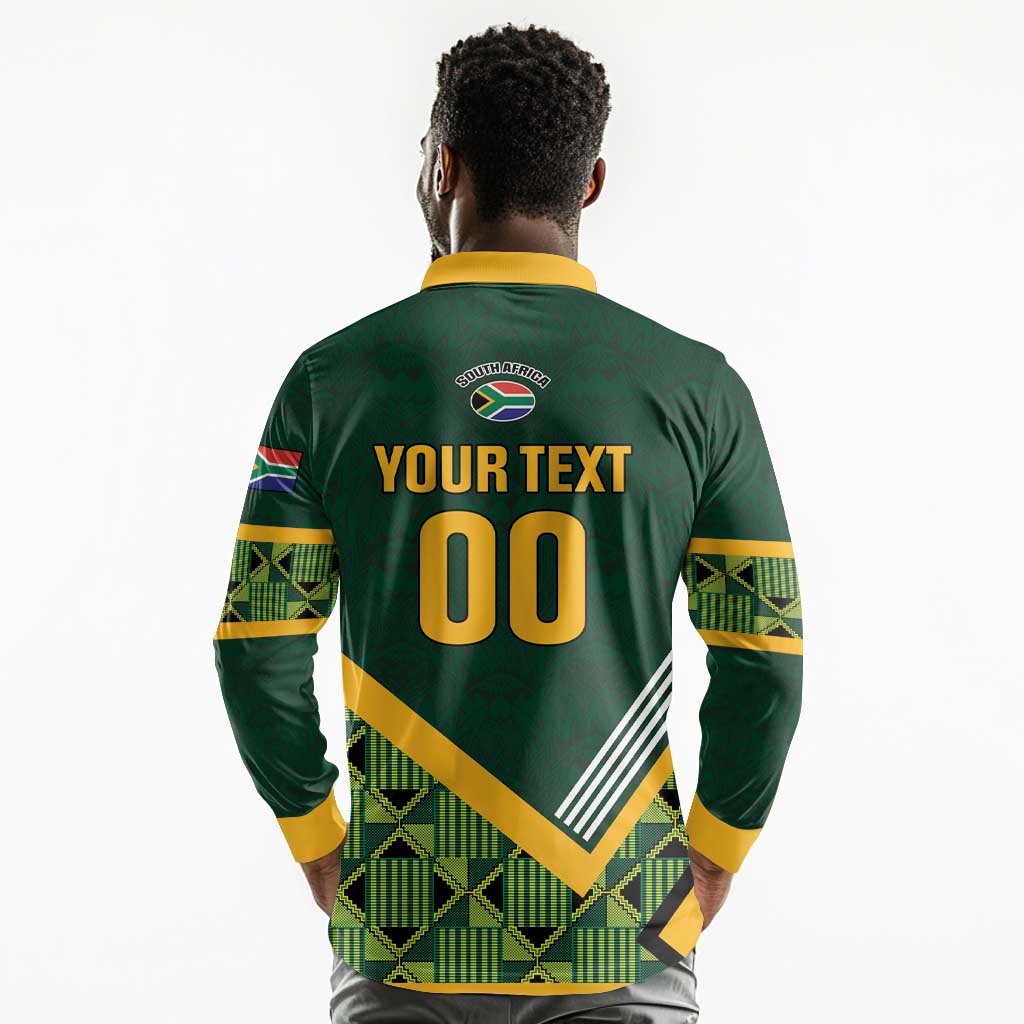 Custom Rugby South Africa Long Sleeve Polo Shirt Baby Boks Go Champions