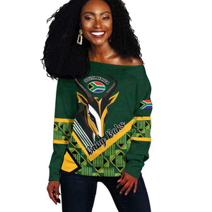 Custom Rugby South Africa Off Shoulder Sweater Baby Boks Go Champions