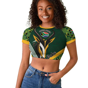 Custom Rugby South Africa Raglan Cropped T shirt Baby Boks Go Champions