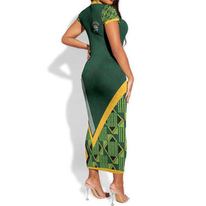 Custom Rugby South Africa Short Sleeve Bodycon Dress Baby Boks Go Champions