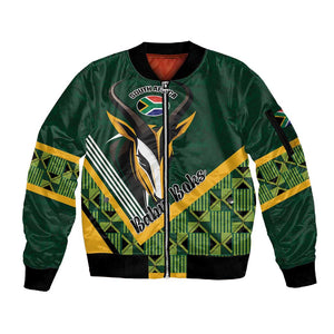 Custom Rugby South Africa Sleeve Zip Bomber Jacket Baby Boks Go Champions