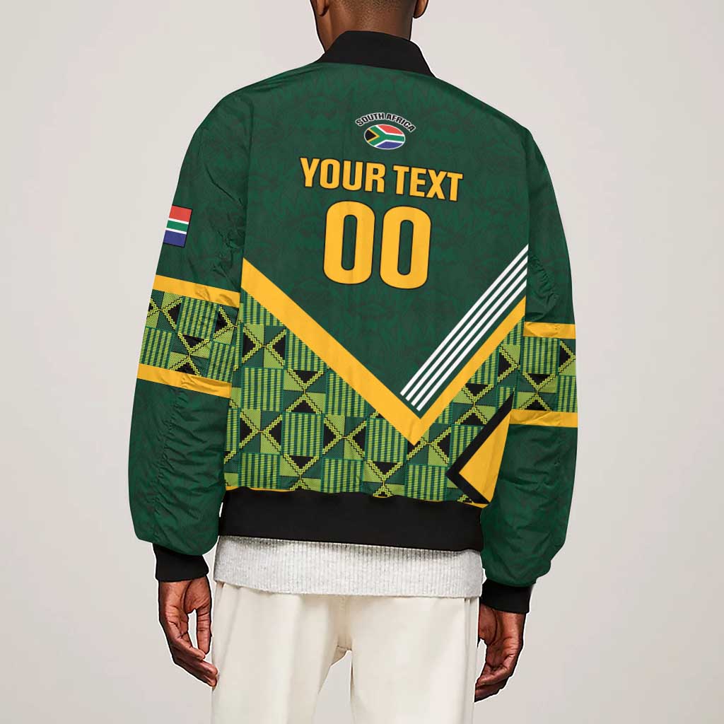 Custom Rugby South Africa Sleeve Zip Bomber Jacket Baby Boks Go Champions