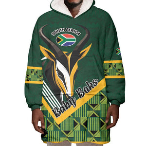 Custom Rugby South Africa Wearable Blanket Hoodie Baby Boks Go Champions