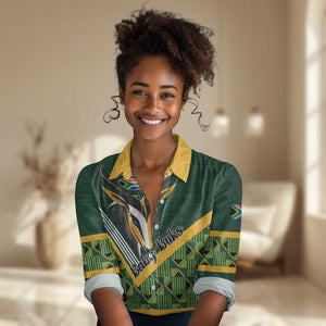 Custom Rugby South Africa Women Casual Shirt Baby Boks Go Champions