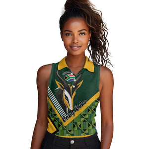 Custom Rugby South Africa Women Sleeveless Polo Shirt Baby Boks Go Champions