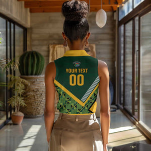 Custom Rugby South Africa Women Sleeveless Polo Shirt Baby Boks Go Champions