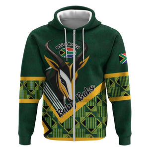 Custom Rugby South Africa Zip Hoodie Baby Boks Go Champions