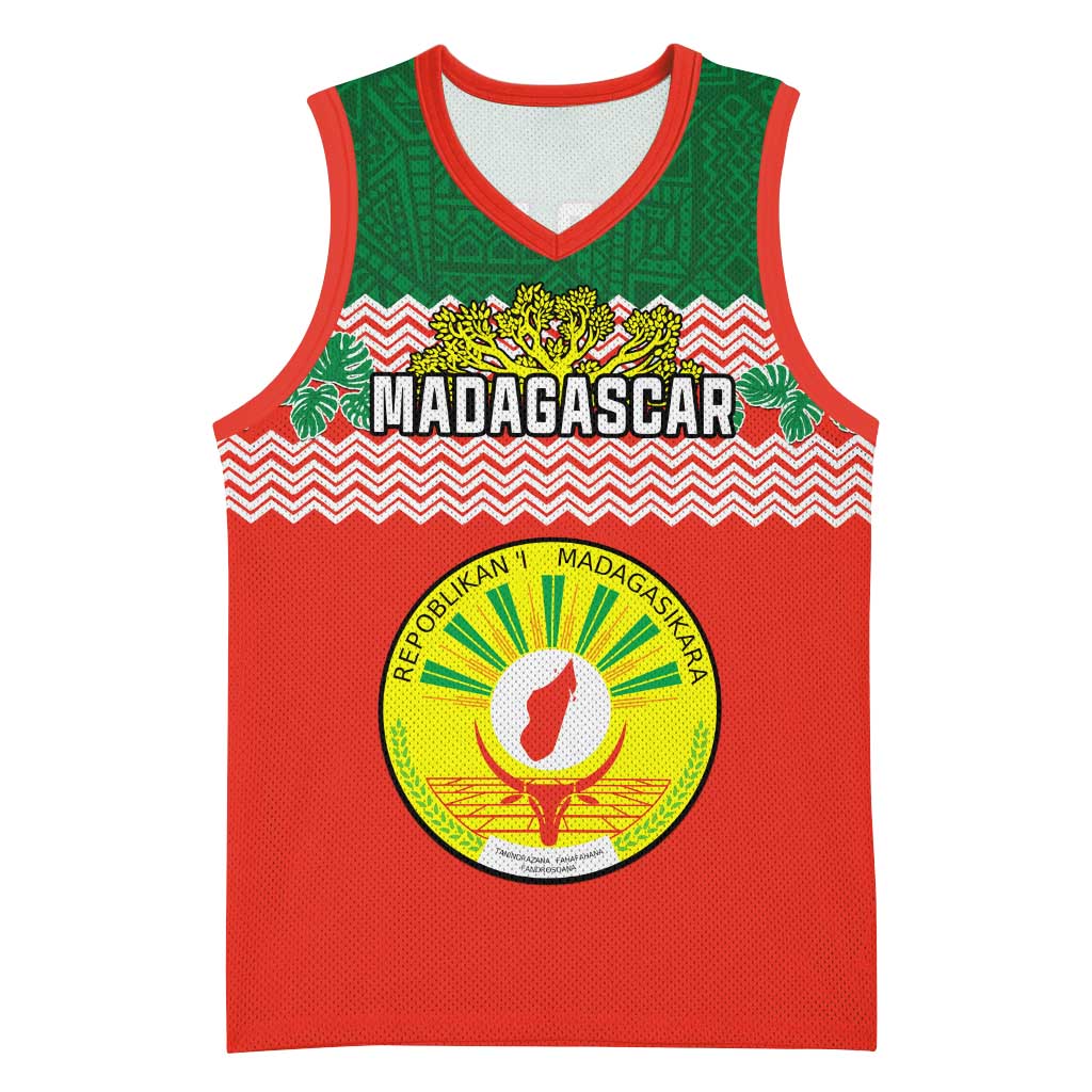Personalized Madagascar Basketball Jersey with Madagasikara Seal and Baobab African Pattern - African Pride