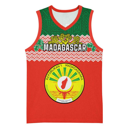 Personalized Madagascar Basketball Jersey with Madagasikara Seal and Baobab African Pattern - African Pride